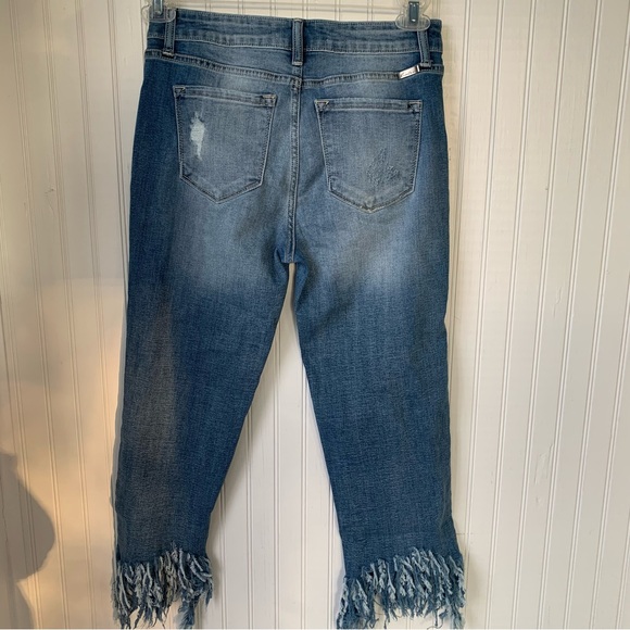 Kancan Distressed Blue Jeans (Size 7/27) 5 pockets with ragged/shredded hem - Picture 9 of 10